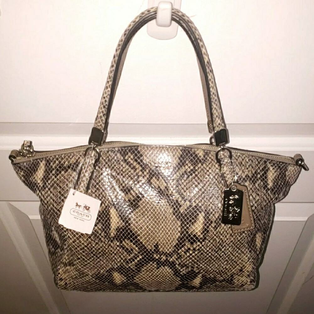 NWT Coach Women's Snake Animal Print Crossbody Zipper Closure Medium Tote Bag